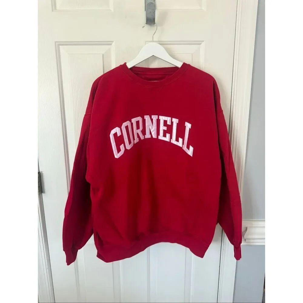 Vintage CORNELL Gear For Sport Big Cotton Red Applique Sweatshirt sz XL EUC